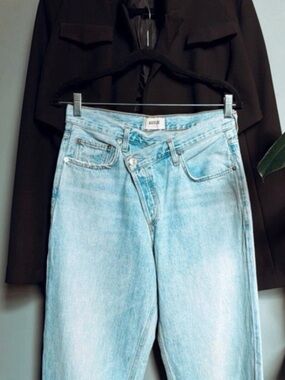 AGOLDE Criss Cross High Rise Straight Leg Jeans | Light Wash | Size 27